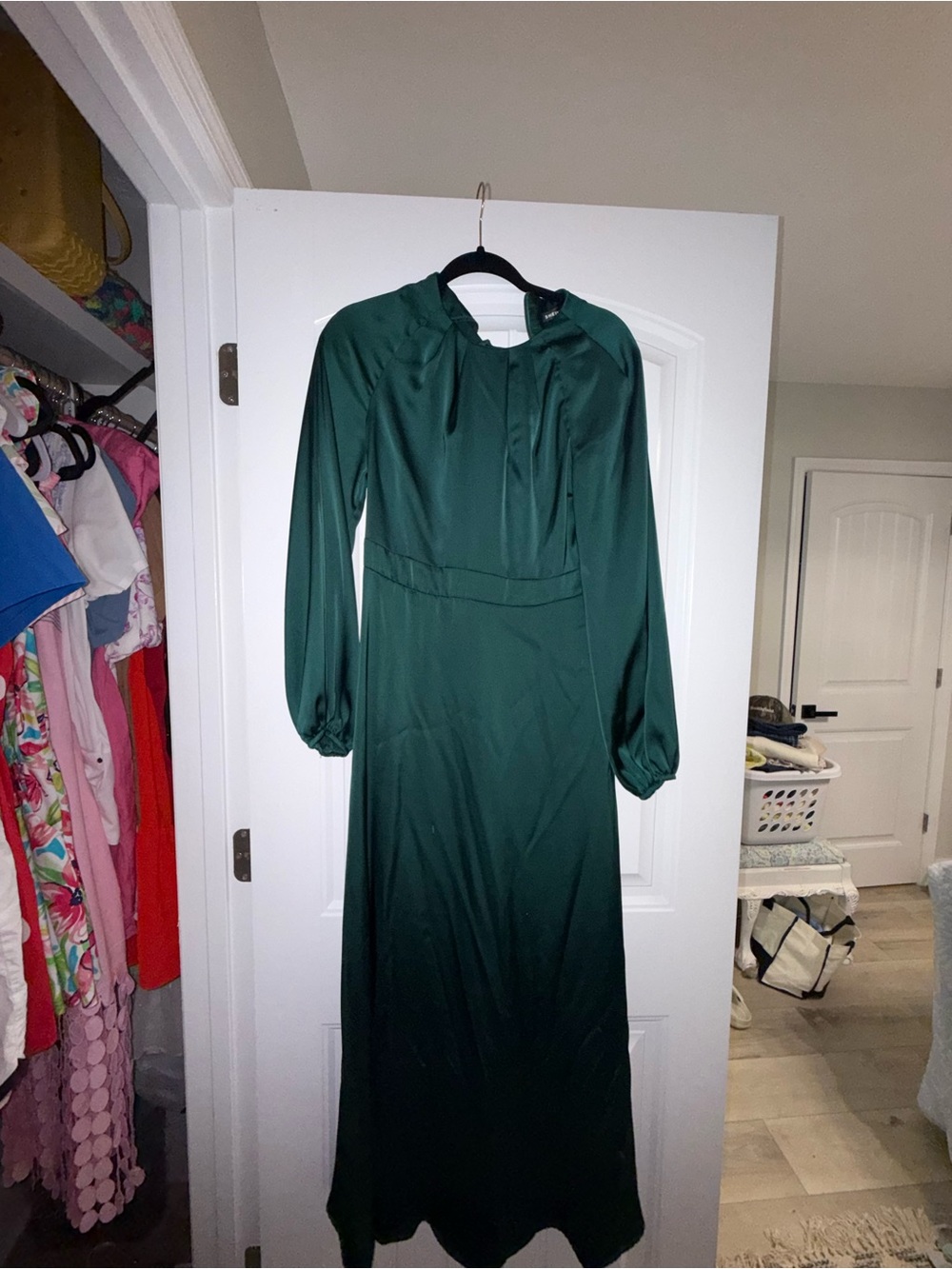 SHEIN Dark Green Long Sleeve Maxi Dress